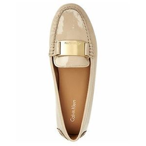 CALVIN KLEIN ✨ LISETTE GOLD SOFT PATENT LOAFERS
